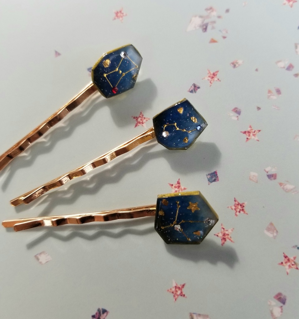 夜空の欠片 星座ヘアピン