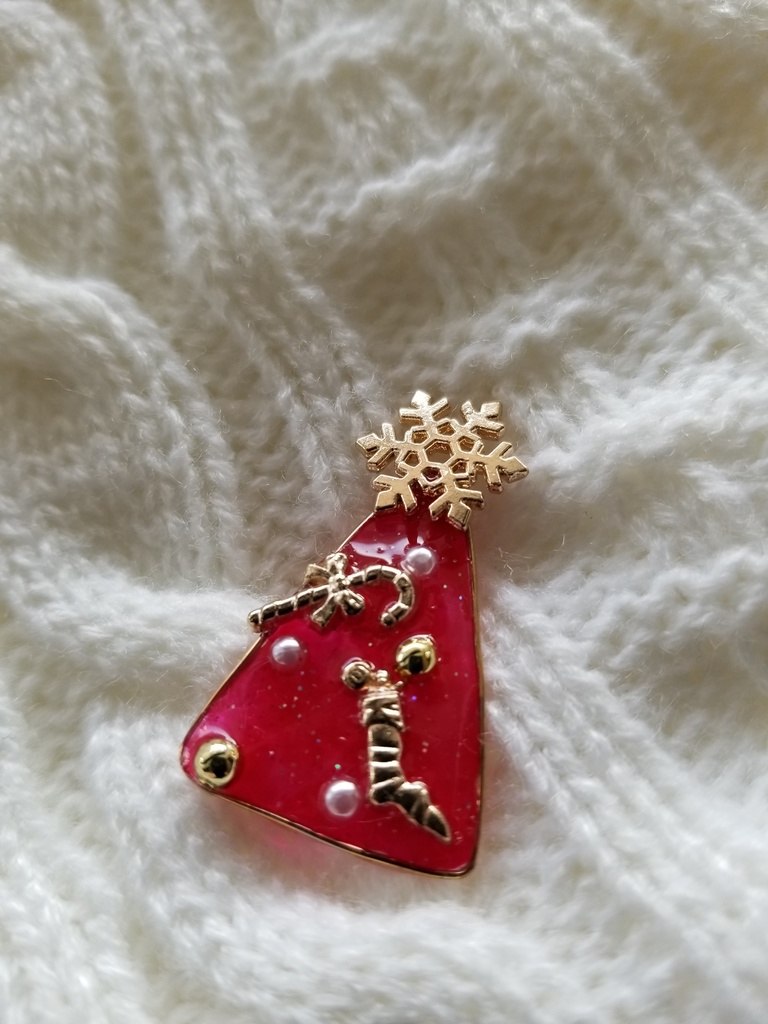 雪降る夜のツリー ピンバッチ