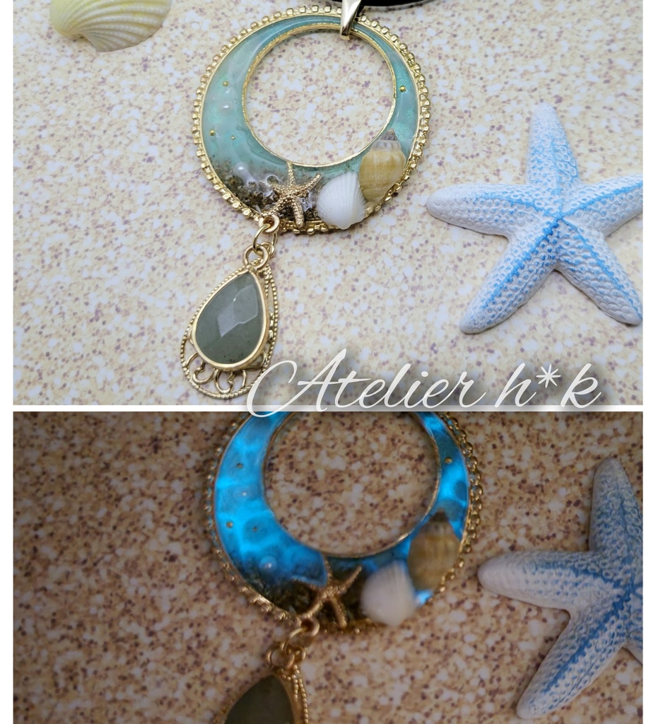 揺れゆく海の水面 ネックレス グリーンアベンチュリン使用