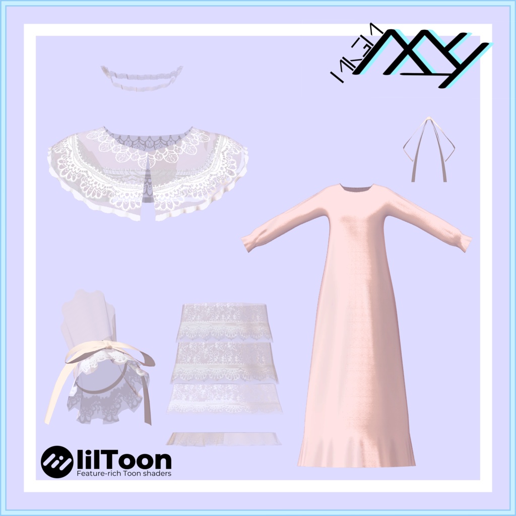 【VRChat想定】マリシア専用:エレガントパンク&ロングネグリジェ