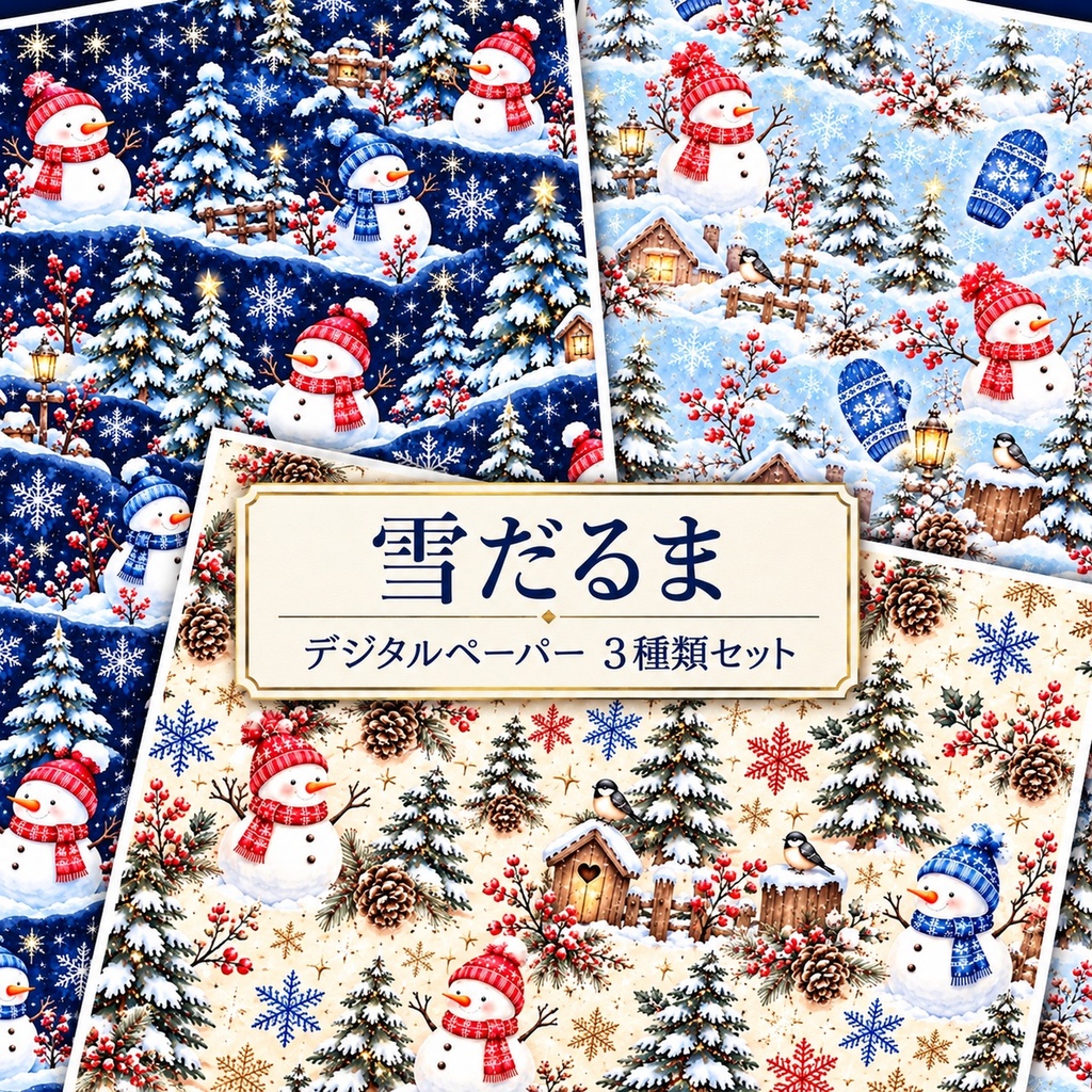 デジタルペーパー 雪だるま 冬柄 3枚セット