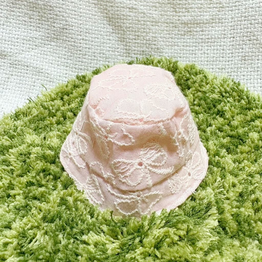 リボン刺繍レースのバケットハット