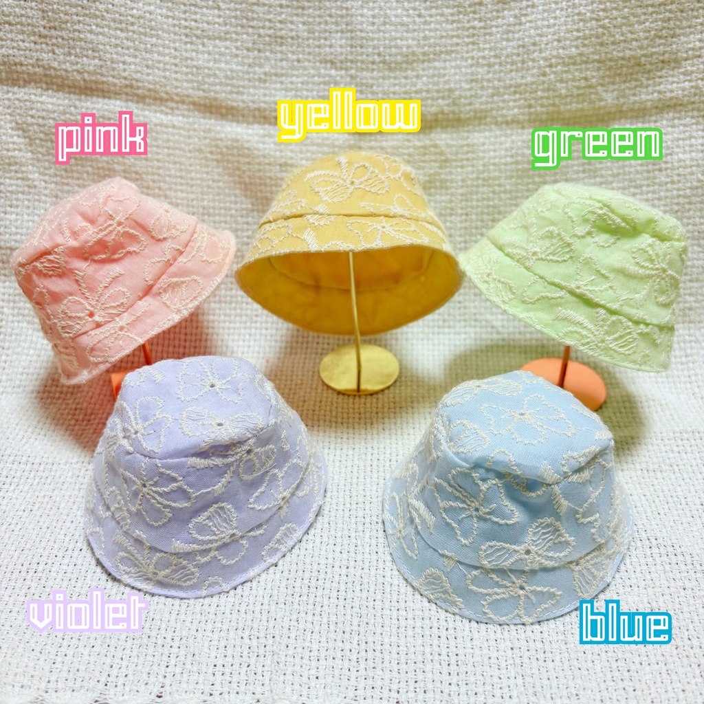 リボン刺繍レースのバケットハット