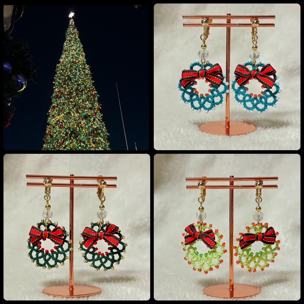 クリスマスリースイヤリング