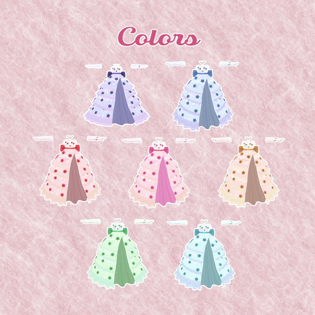 エルキュナ2ちゃん・リミリアちゃん想定衣装 Flower Dress♡(8カラー)