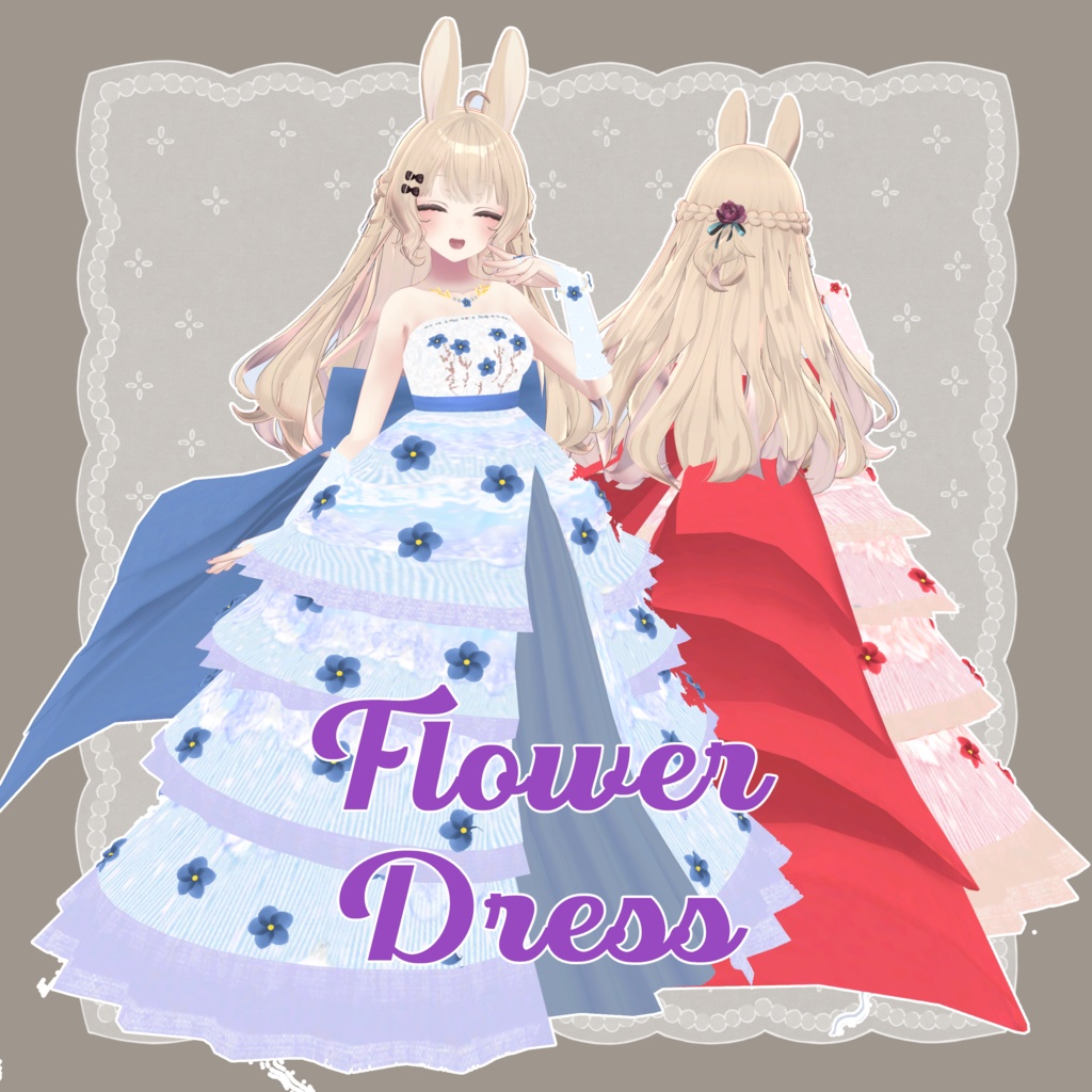 ルーナリットちゃん・リーファちゃん想定衣装 Flower Dress♡(8カラー) XWear形式追加！