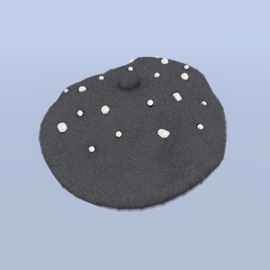 3Dモデル くしゅふわファーベレー帽