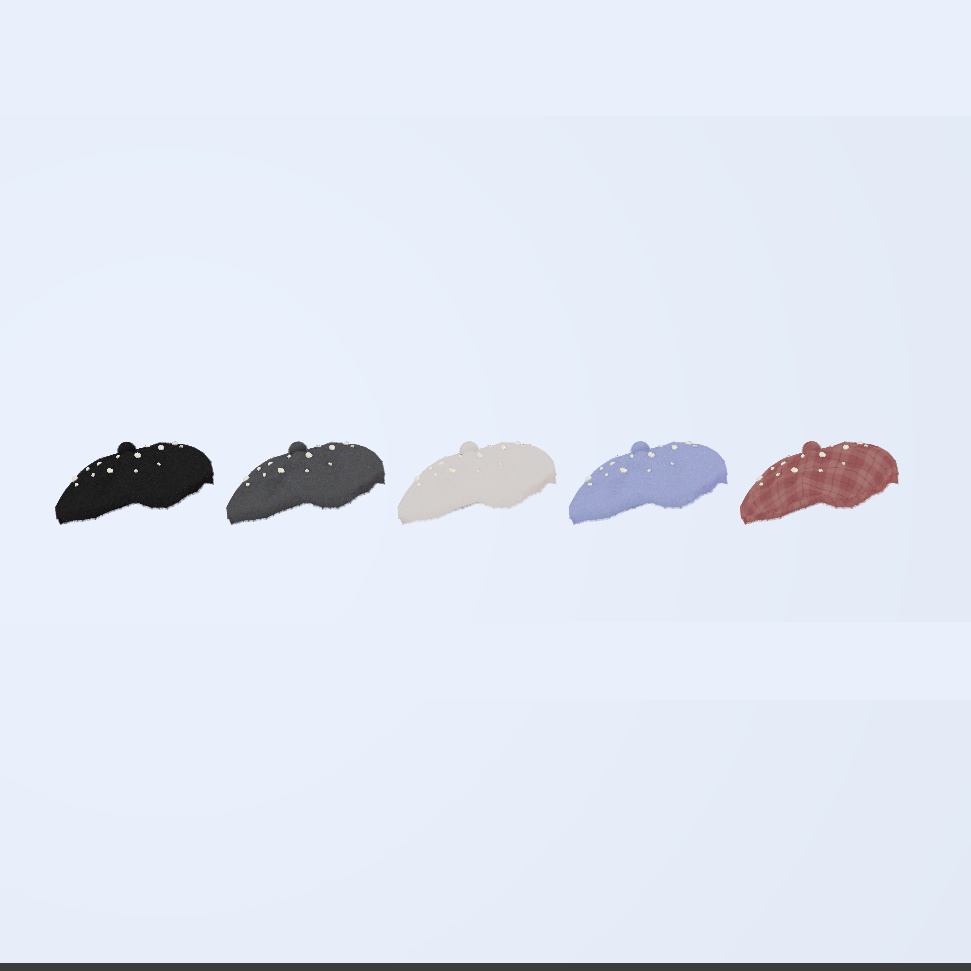 3Dモデル くしゅふわファーベレー帽