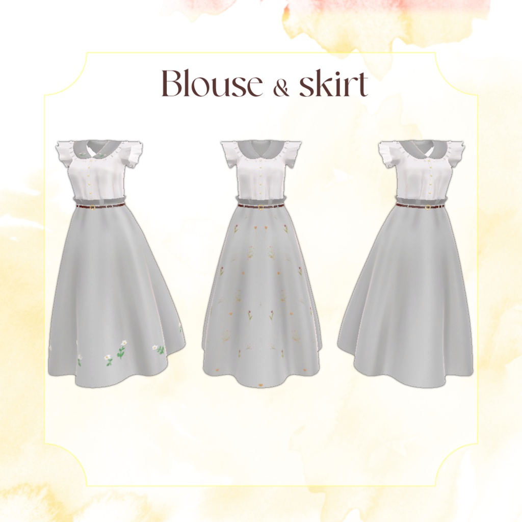 しなのちゃん想定 「Sweet Blossom」ブラウス&スカート&ブーツ全25種セット