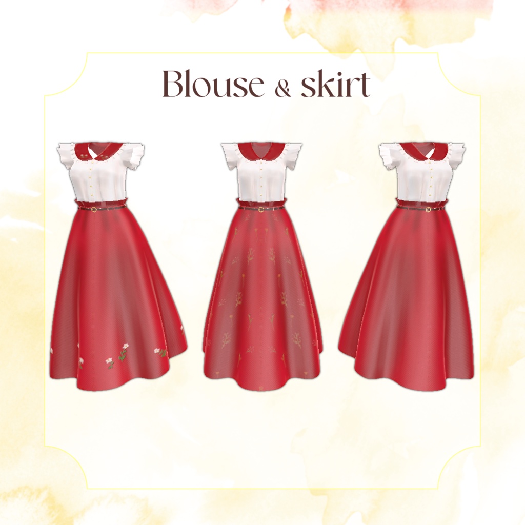 しなのちゃん想定 「Sweet Blossom」ブラウス&スカート&ブーツ全25種セット