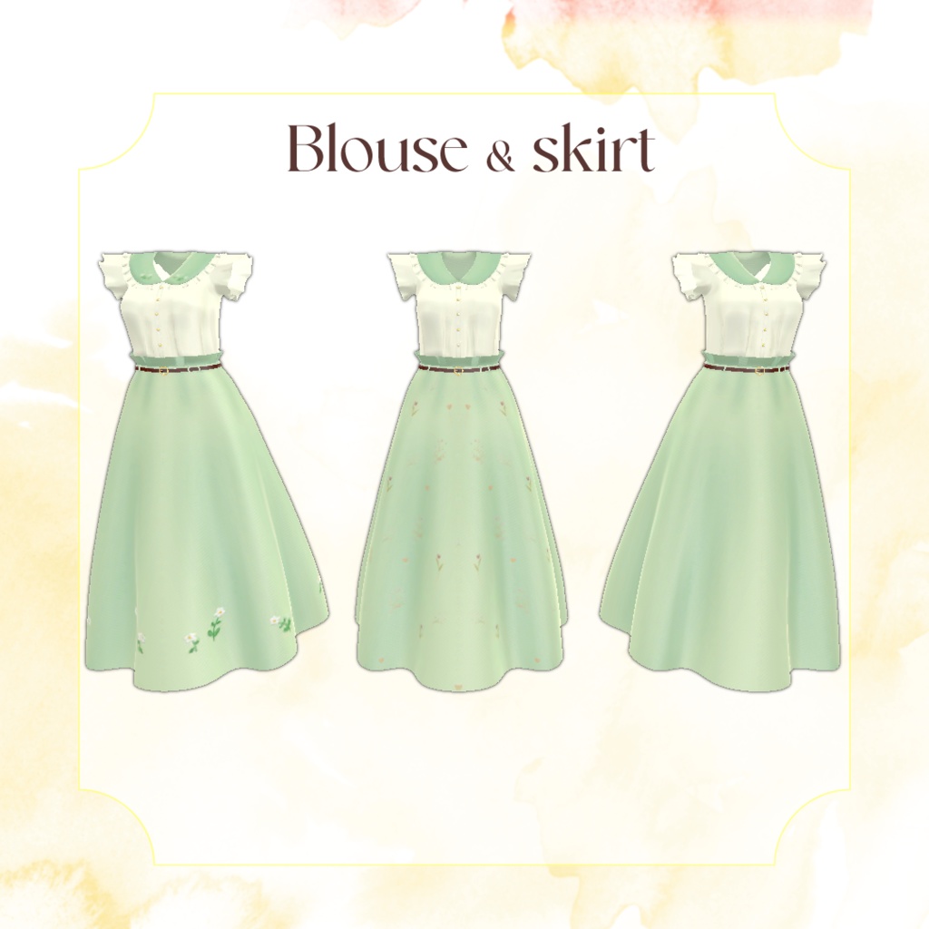 しなのちゃん想定 「Sweet Blossom」ブラウス&スカート&ブーツ全25種セット