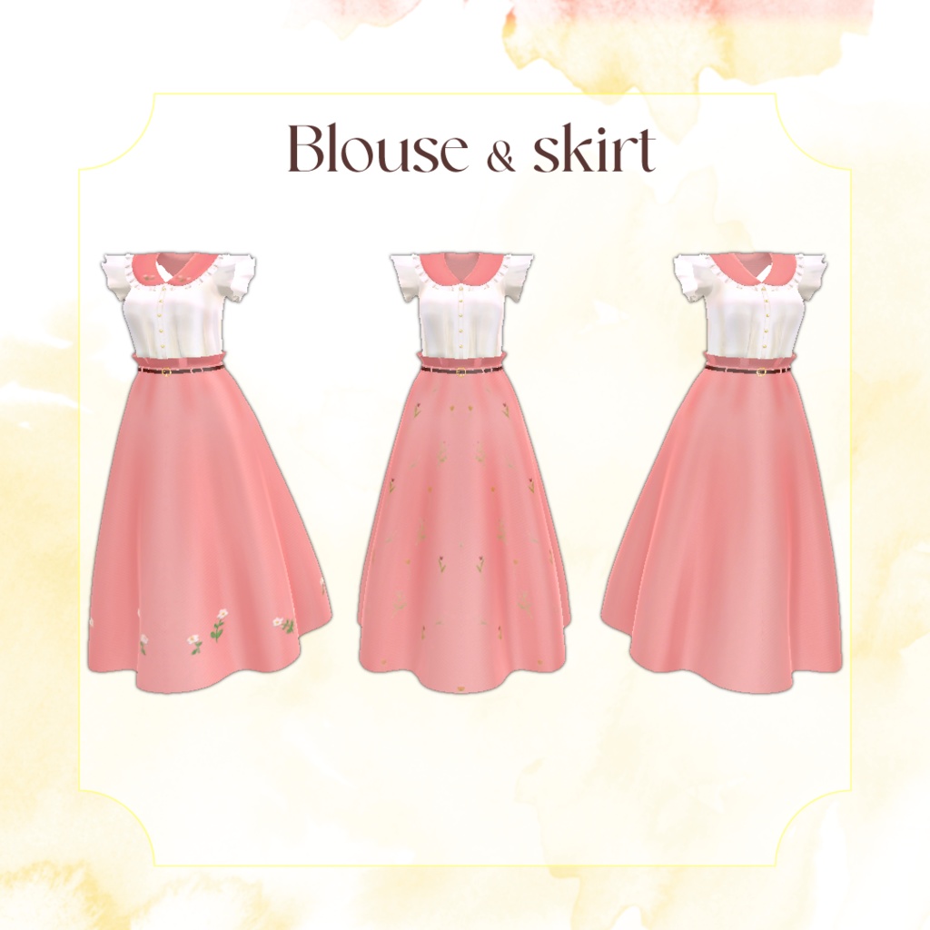 マヌカちゃん想定 「Sweet Blossom」ブラウス&スカート&ブーツ(24色セット)