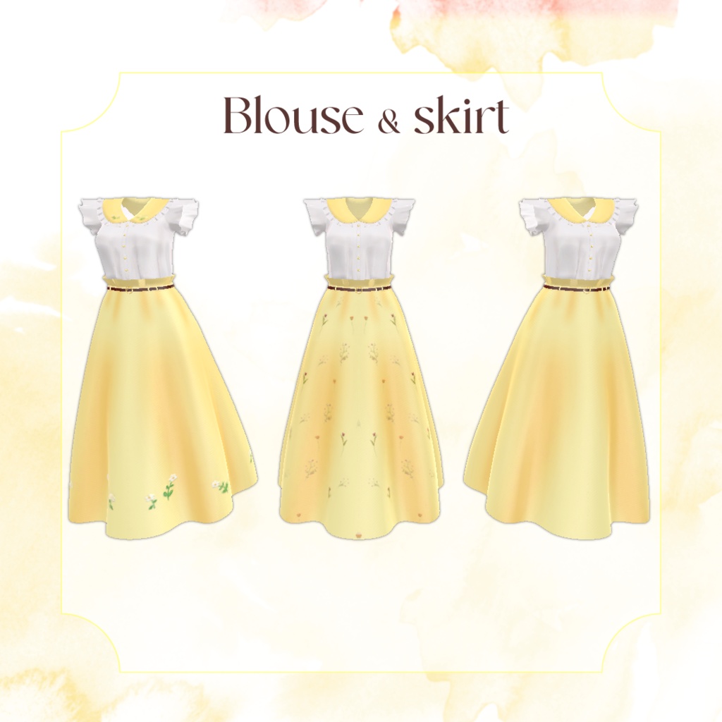 マヌカちゃん想定 「Sweet Blossom」ブラウス&スカート&ブーツ(24色セット)