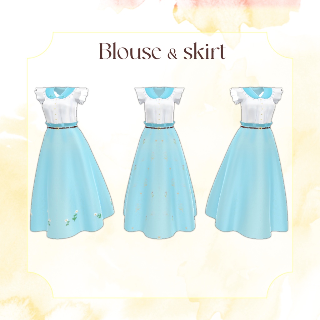 マヌカちゃん想定 「Sweet Blossom」ブラウス&スカート&ブーツ(24色セット)