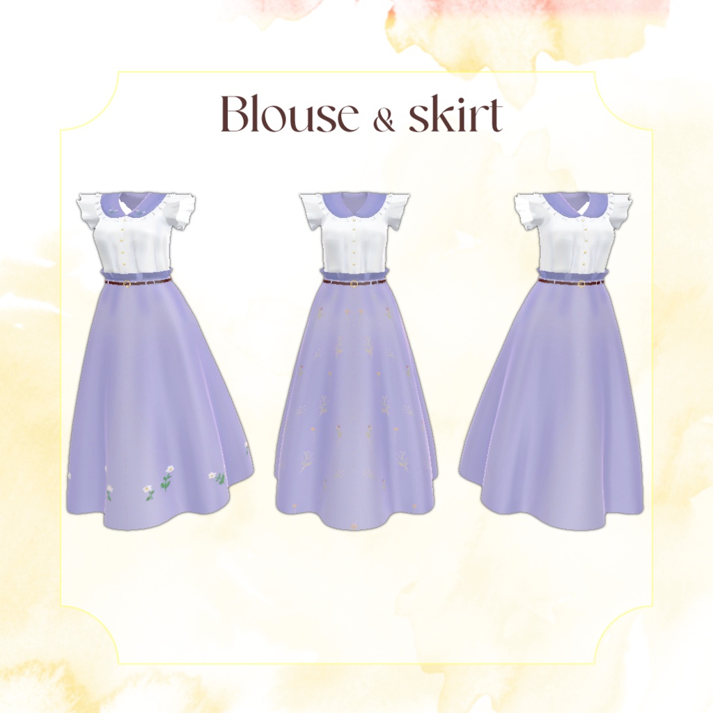 マヌカちゃん想定 「Sweet Blossom」ブラウス&スカート&ブーツ(24色セット)