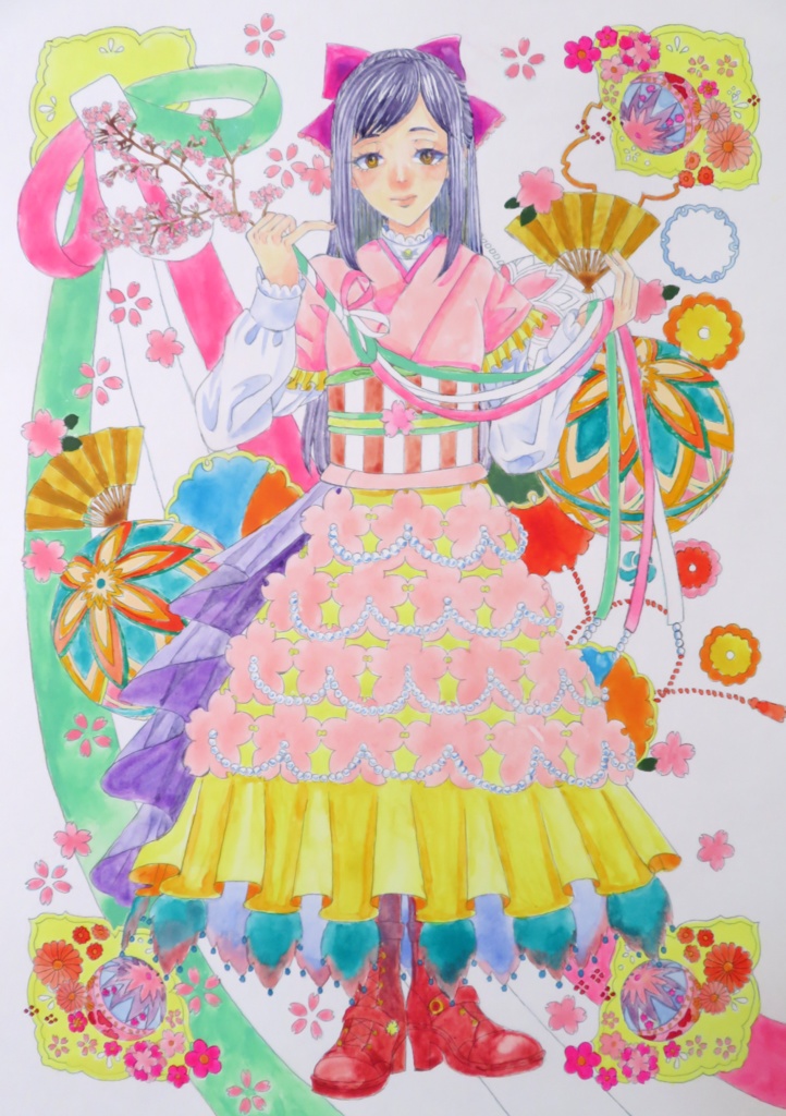 水彩原画B4桜和風