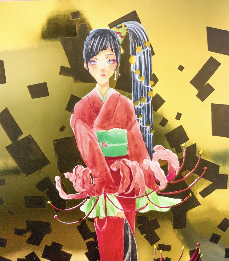 水彩複製原画。彼岸花