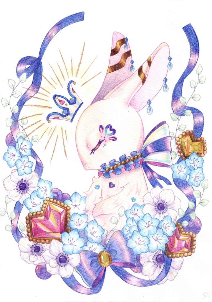 原画(眠りうさぎ)