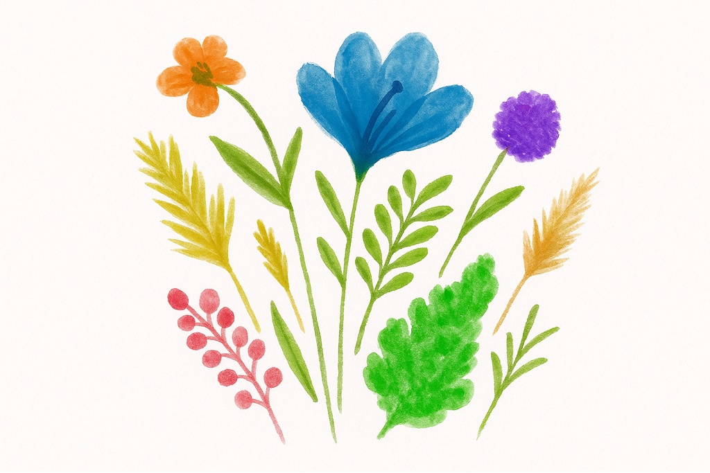 【プロクリエイト】水彩&ガッシュの混合ブラシ・自然スタンプセット