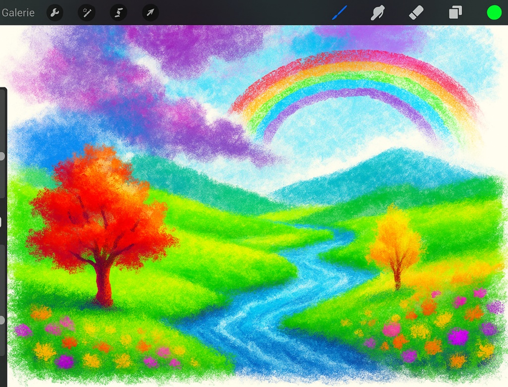 Procreate パステル&チョーク質感ブラシセット(ドライブラシ/ソフトシェーダー/水彩ウォッシュ/グレイングライン)