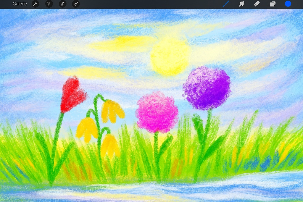 Procreate パステル&チョーク質感ブラシセット(ドライブラシ/ソフトシェーダー/水彩ウォッシュ/グレイングライン)