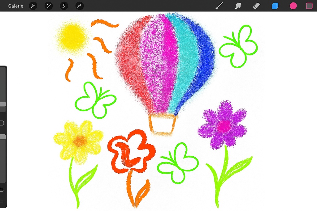 Procreate パステル/チョーク質感ブラシセット|クレヨン/ドライブラシ/スプレー点描/ノイズグレイン/エアブラシ/ラフライナー