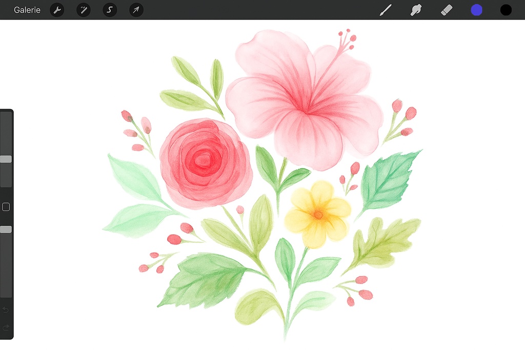 Procreate アルコールインク風フローラルスタンプ|花のブルーム/花びら/リーフ/レイヤードリング/フルイド形状