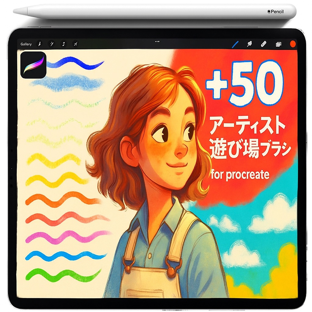 Procreate 水彩・パステル テクスチャ ブラシ＆スタンプ｜Splatter／Spray Dots／Wash／Dry Brush／Crayon Grain／Sponge／Liner