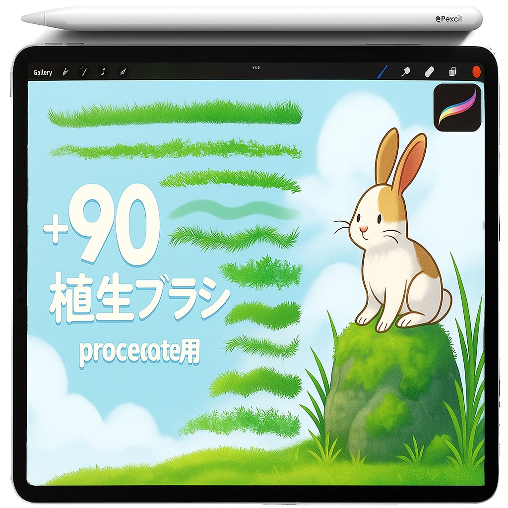 Procreate用フォリッジブラシセット：草・葉・生け垣・低木・松葉・グラウンドカバー