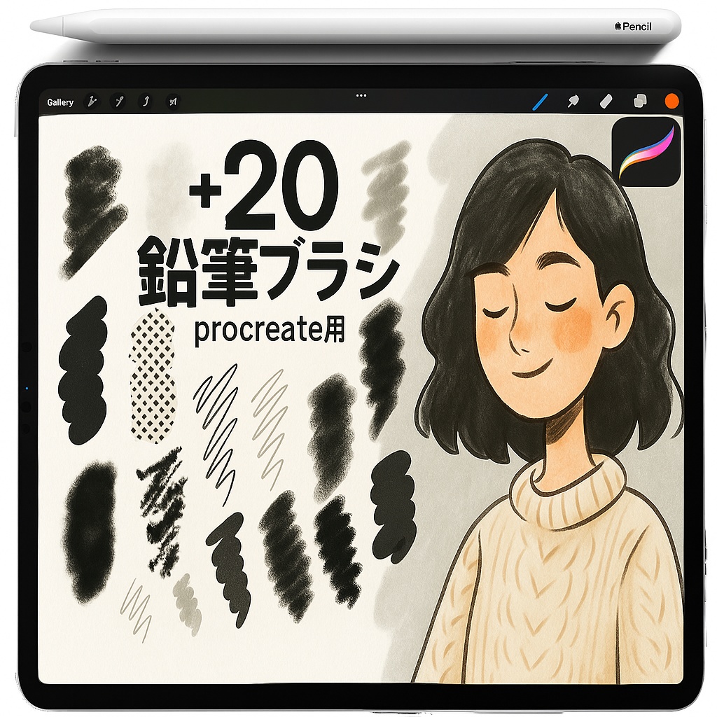 Procreate用チャコール＆グラファイトブラシセット：スケッチ・シェーディング・インキング・ハーフトーン・ドライメディア