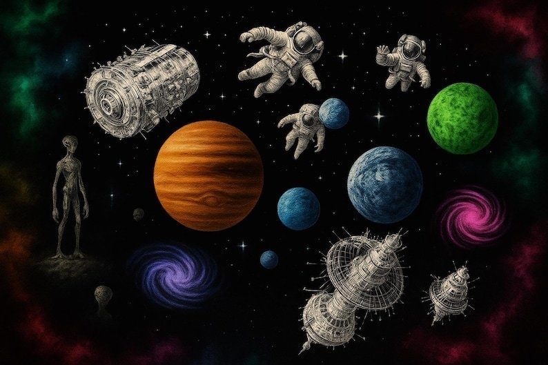 【Procreateスタンプ】宇宙探査&惑星スタンプセット