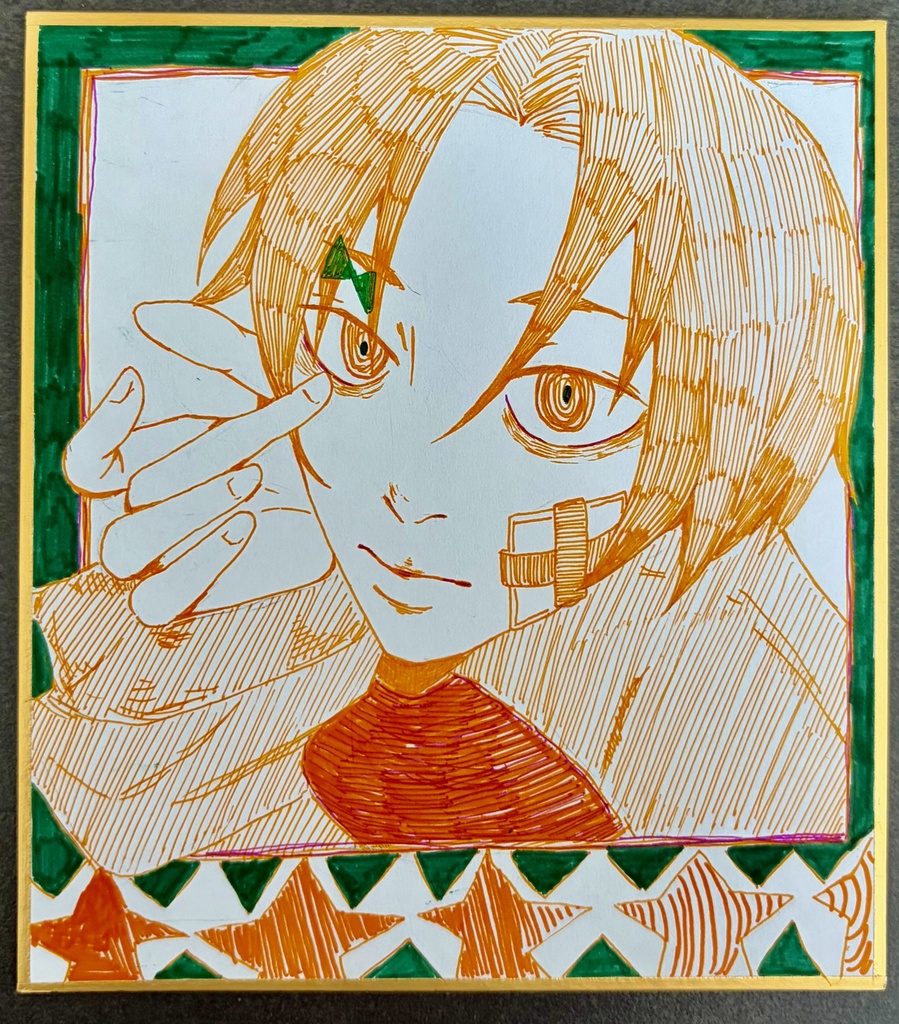 色紙ボールペンイラスト(オレンジ)
