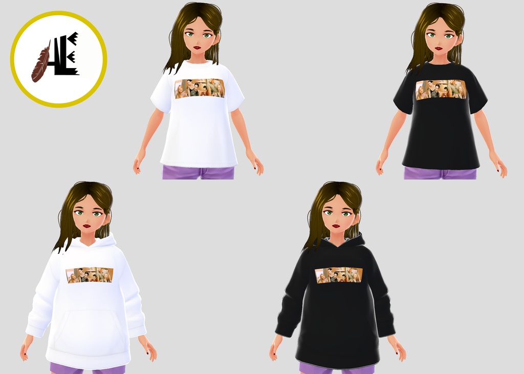 FREE VRoid Friends shirt & hoodie (3 colors)