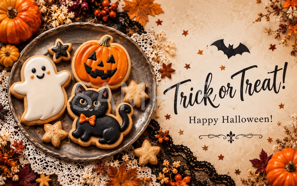 【ダウンロード素材】ハロウィン メッセージカード 10柄|印刷用デジタル素材・Halloween・カード・ラッピング