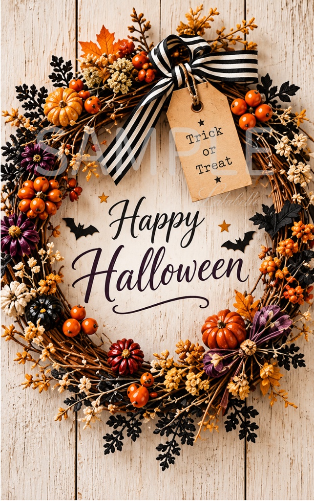 【ダウンロード素材】ハロウィン メッセージカード 縦10柄|印刷用デジタル素材・Halloween・カード・ラッピング