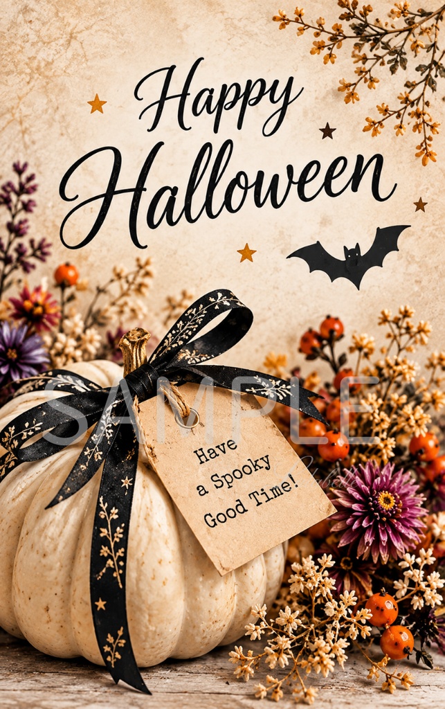 【ダウンロード素材】ハロウィン メッセージカード 縦10柄|印刷用デジタル素材・Halloween・カード・ラッピング