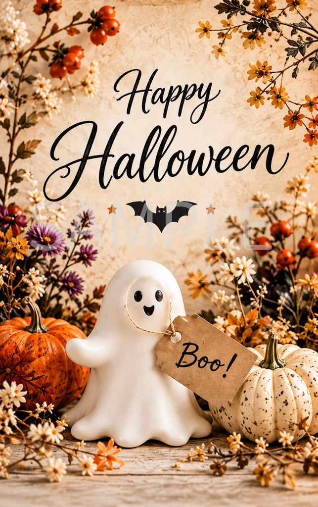 【ダウンロード素材】ハロウィン メッセージカード 縦10柄|印刷用デジタル素材・Halloween・カード・ラッピング