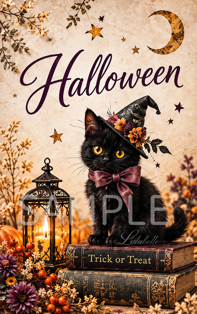 【ダウンロード素材】ハロウィン メッセージカード 縦10柄|印刷用デジタル素材・Halloween・カード・ラッピング