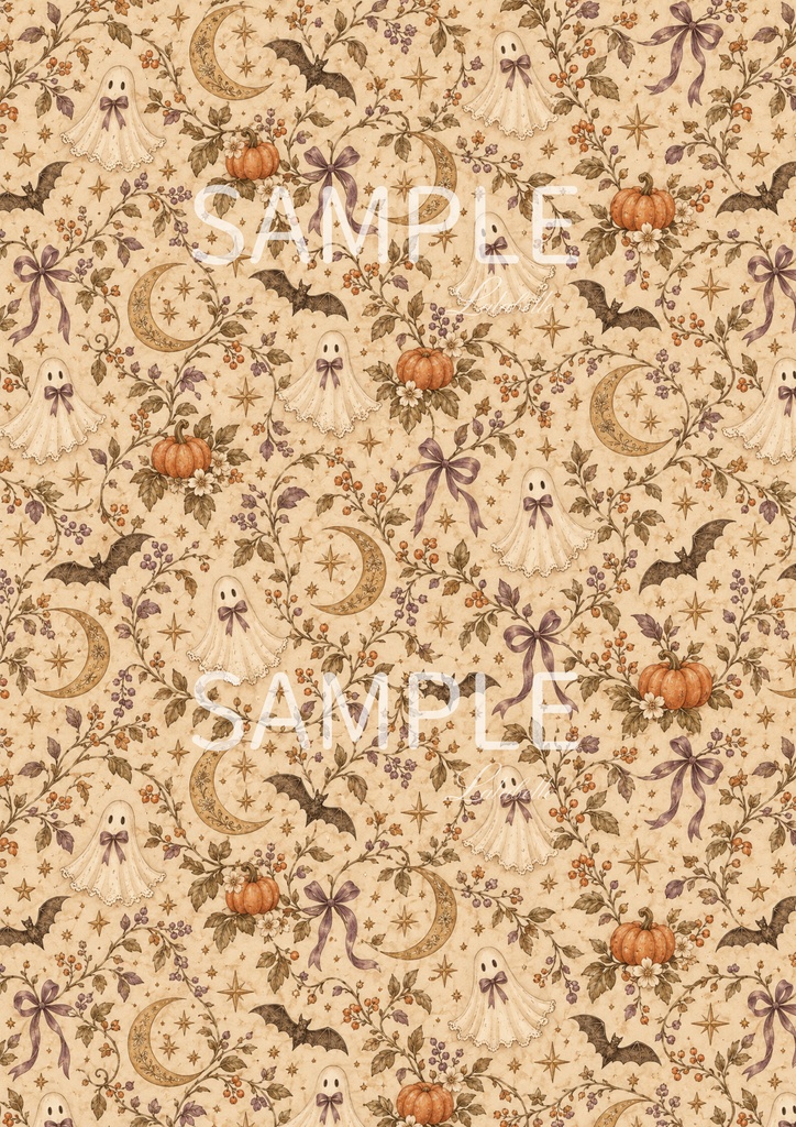 【ダウンロード素材】アンティークハロウィンデザインペーパー 10柄|A4・アンティーク・ラッピング・コラージュ・素材