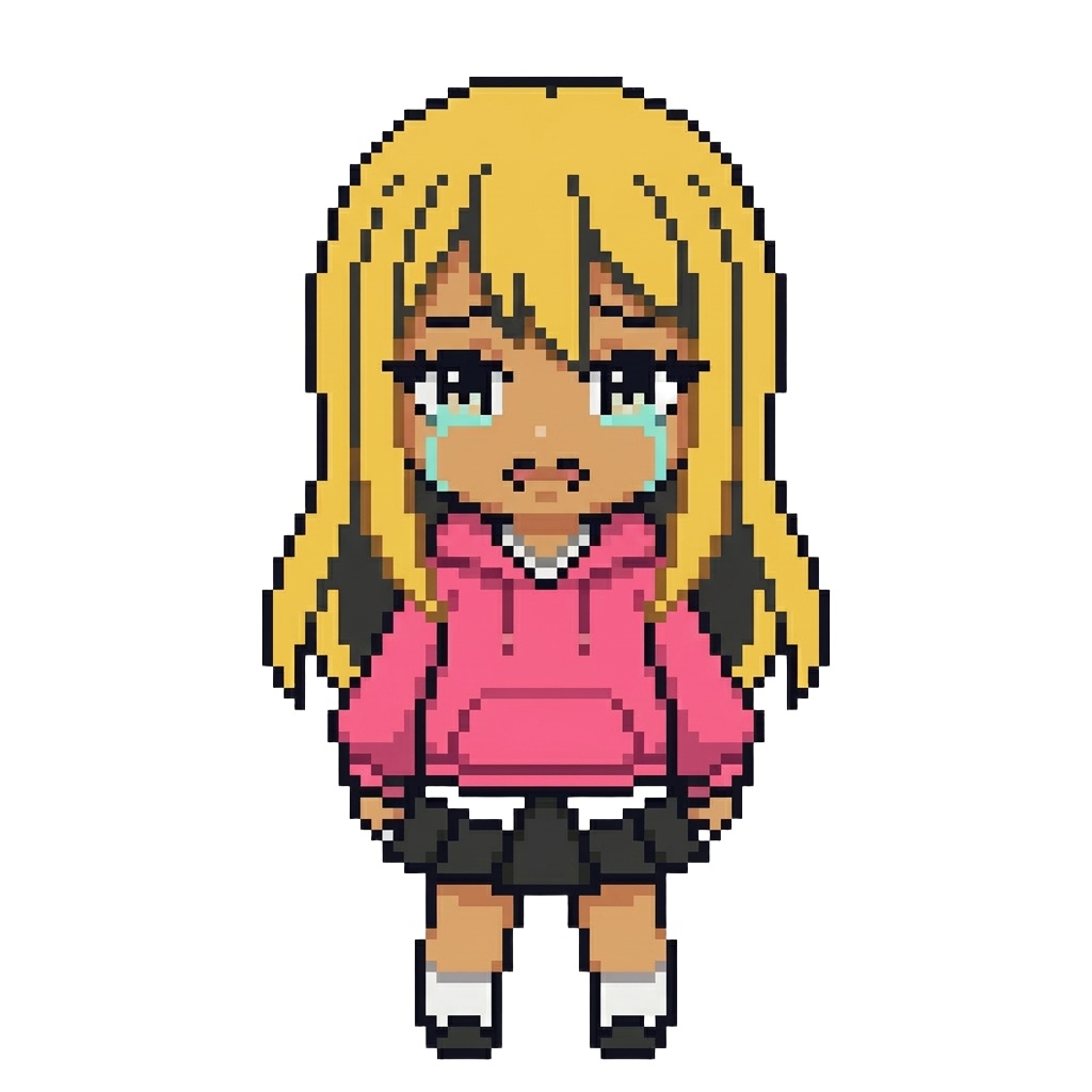 【64×64】ドット絵ミニキャラ立ち絵|ギャルな女の子|表情10種セット【透過PNG】