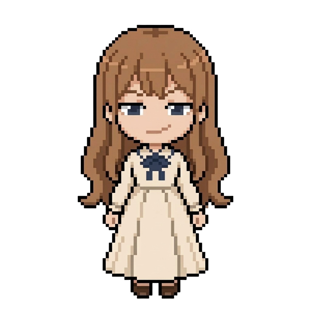 【64×64】ドット絵ミニキャラ立ち絵|お嬢様な女の子|表情10種セット【透過PNG】