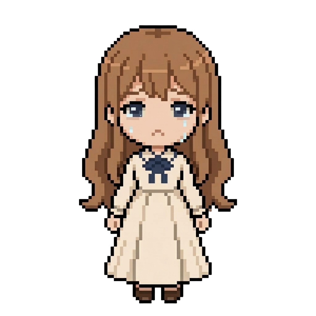 【64×64】ドット絵ミニキャラ立ち絵|お嬢様な女の子|表情10種セット【透過PNG】