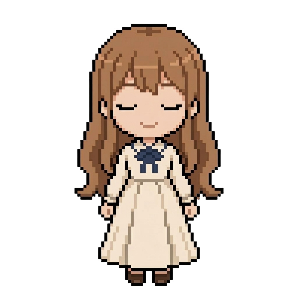【64×64】ドット絵ミニキャラ立ち絵｜お嬢様な女の子｜表情10種セット【透過PNG】