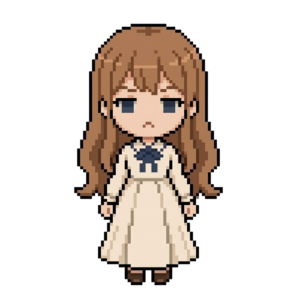 【64×64】ドット絵ミニキャラ立ち絵|お嬢様な女の子|表情10種セット【透過PNG】