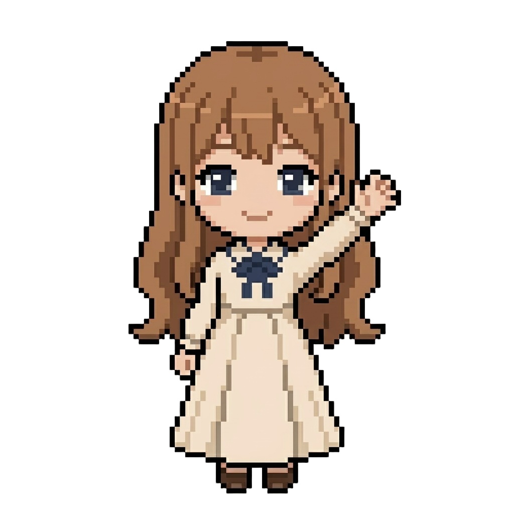 【64×64】ドット絵ミニキャラ立ち絵|お嬢様な女の子|表情10種セット【透過PNG】