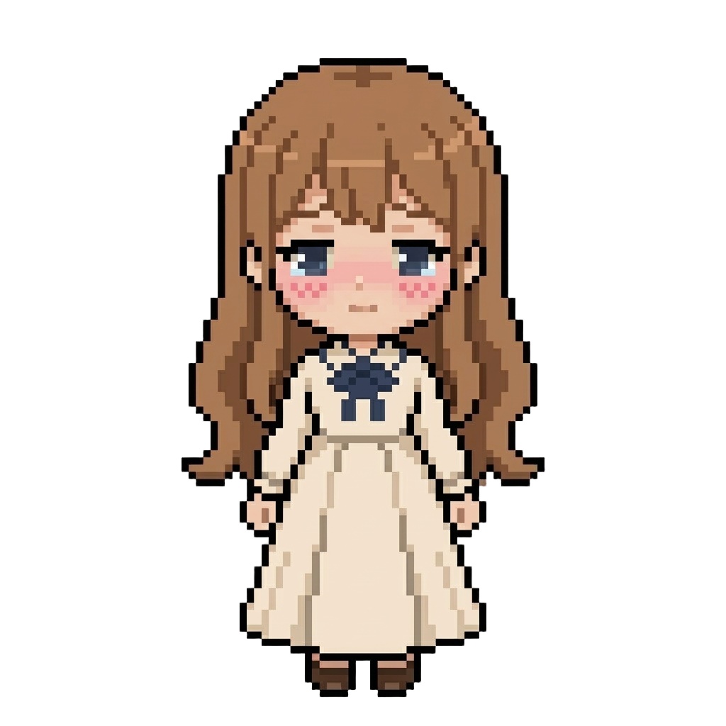 【64×64】ドット絵ミニキャラ立ち絵|お嬢様な女の子|表情10種セット【透過PNG】