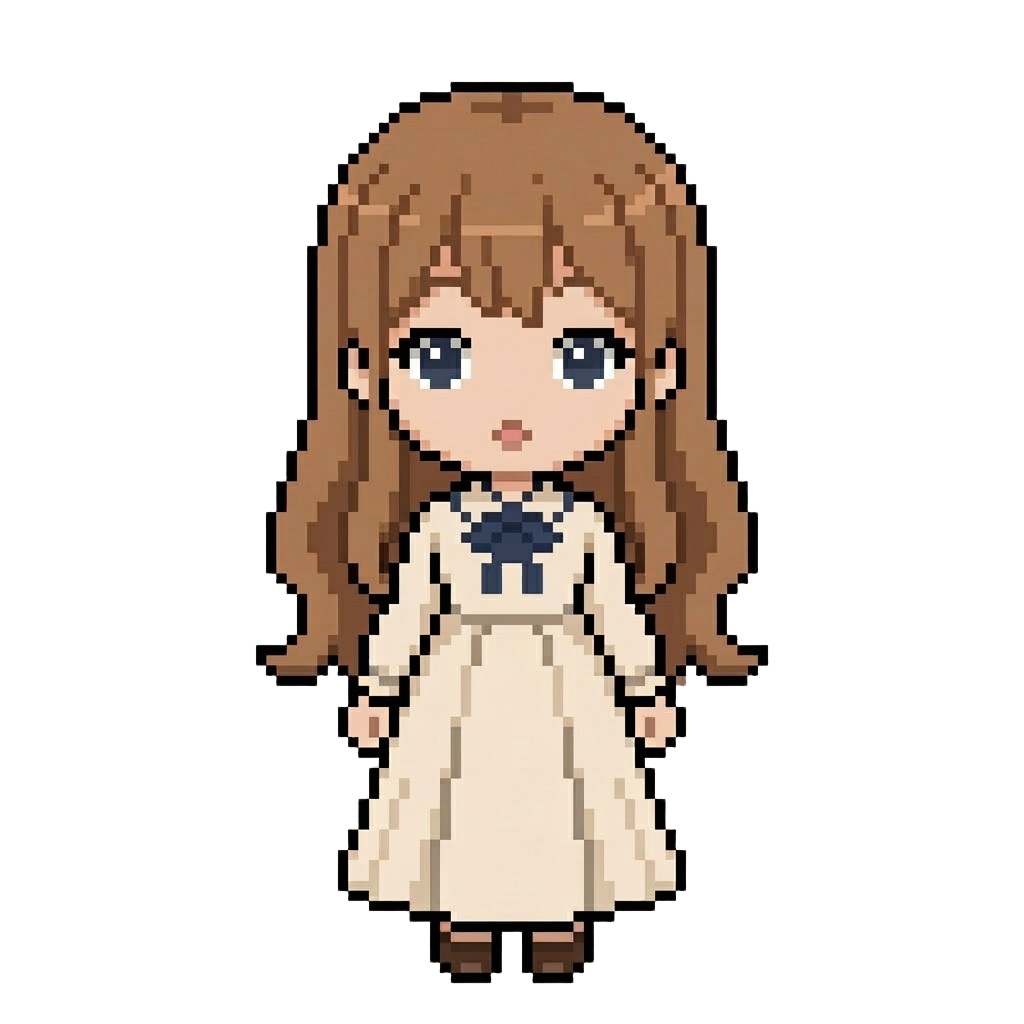 【64×64】ドット絵ミニキャラ立ち絵|お嬢様な女の子|表情10種セット【透過PNG】