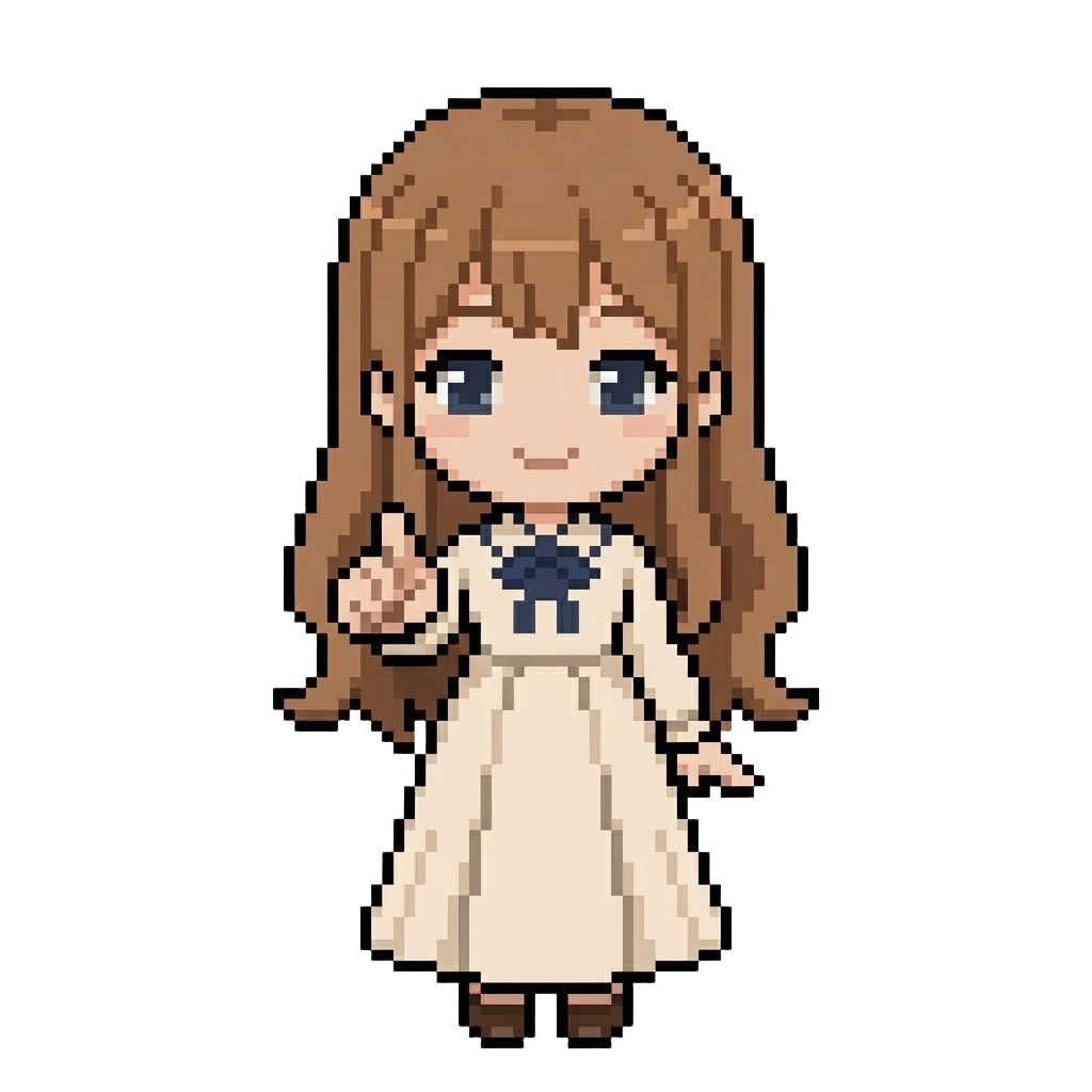 【64×64】ドット絵ミニキャラ立ち絵|お嬢様な女の子|表情10種セット【透過PNG】