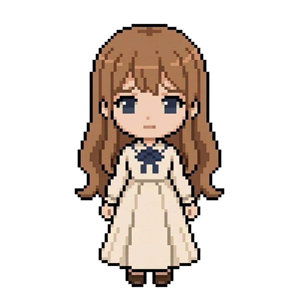 【64×64】ドット絵ミニキャラ立ち絵|お嬢様な女の子|表情10種セット【透過PNG】