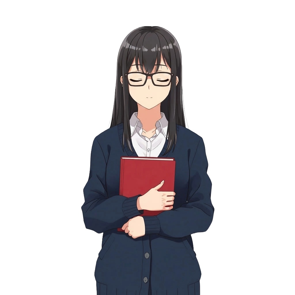 【立ち絵素材】クールな図書委員・司書風女性|表情差分12種